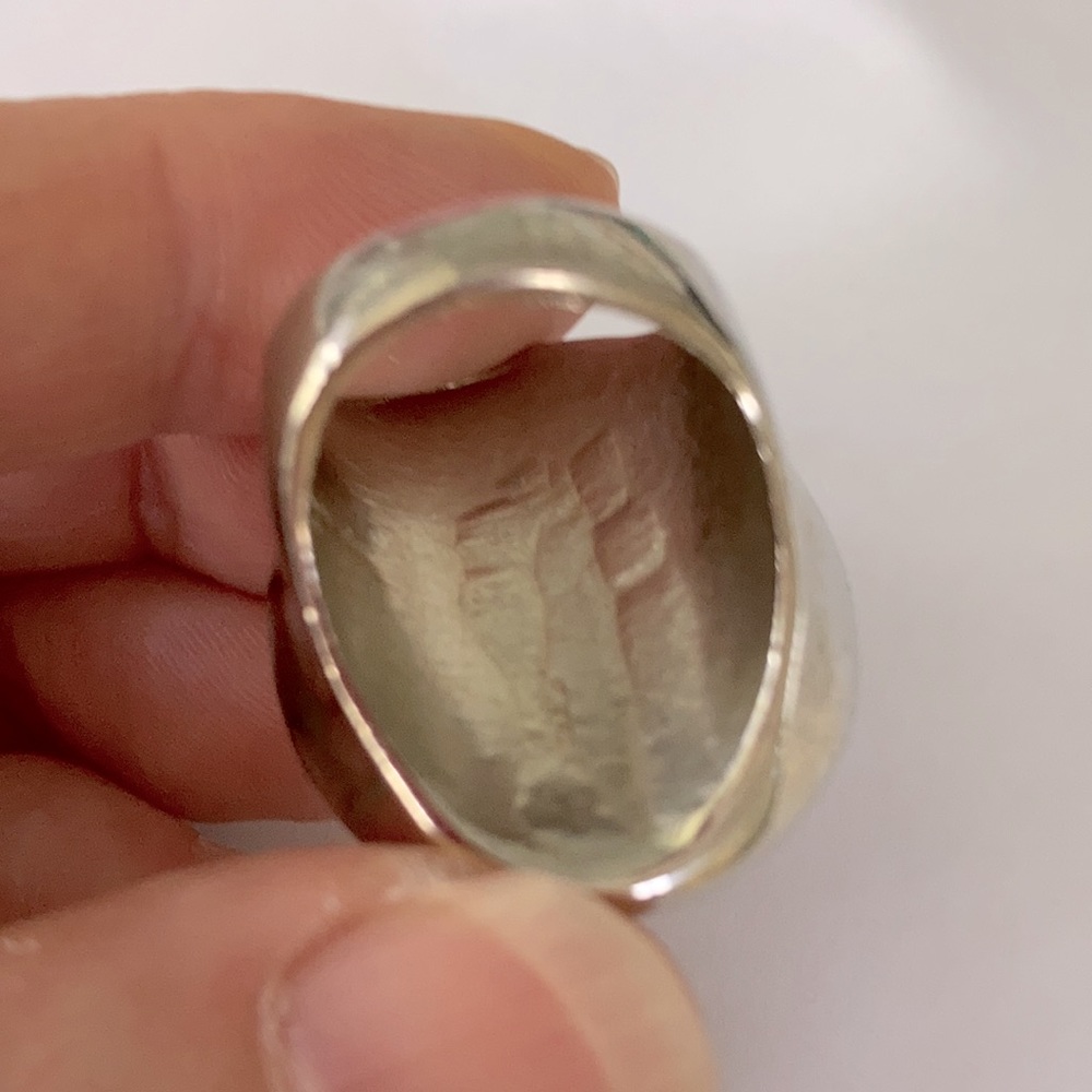 NWT Vintage 80’s/90’s solid cast ring with genuine ceramic floral cabochon - Picture 6 of 8